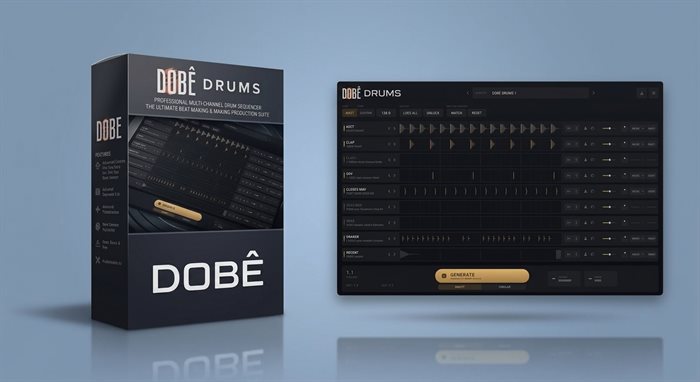 Caixa e interface do plugin DOBÊ DRUMS